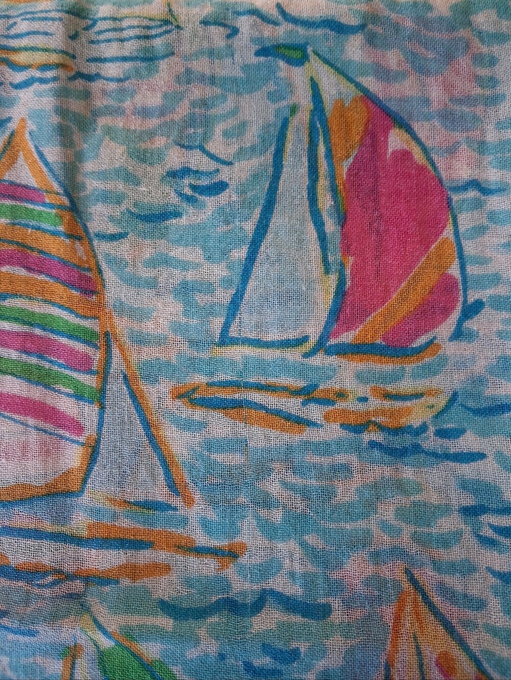 Lilly Pulitzer Murfee Scarf "You Gotta Regatta" Holy Grail Silk/cashmere EUC - Picture 5 of 5